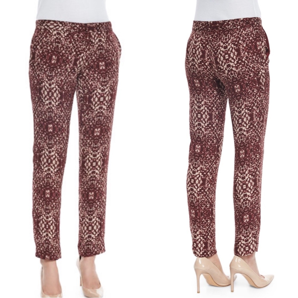 Haute Hippie Tailored Slim Shady Pants Shadow Snake Merlot